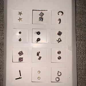 Silver-Tone Multi Pair Earring Set - Assorted Studs and Hoops
